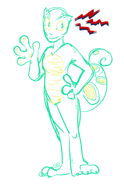 The above spidersona without the suit. The lizard features are part of their body, not the suit; additionally, they have scaled eye ridges and little fangs.